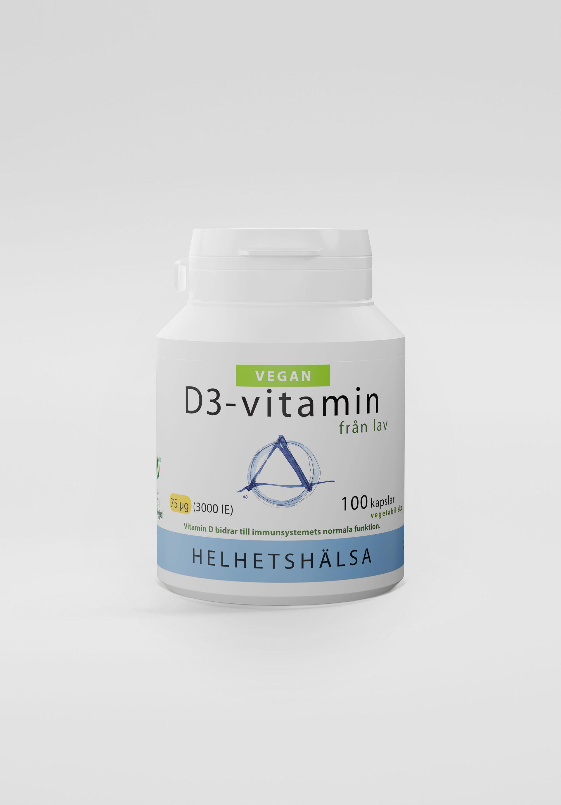 D3-vitamin, 75 µg, Vegan, 100 kapslar